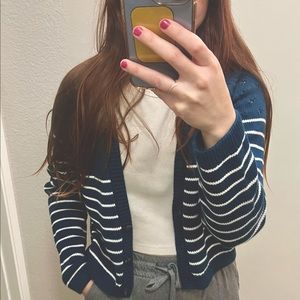 Blue cardigan, adult XS or child 12/14/L